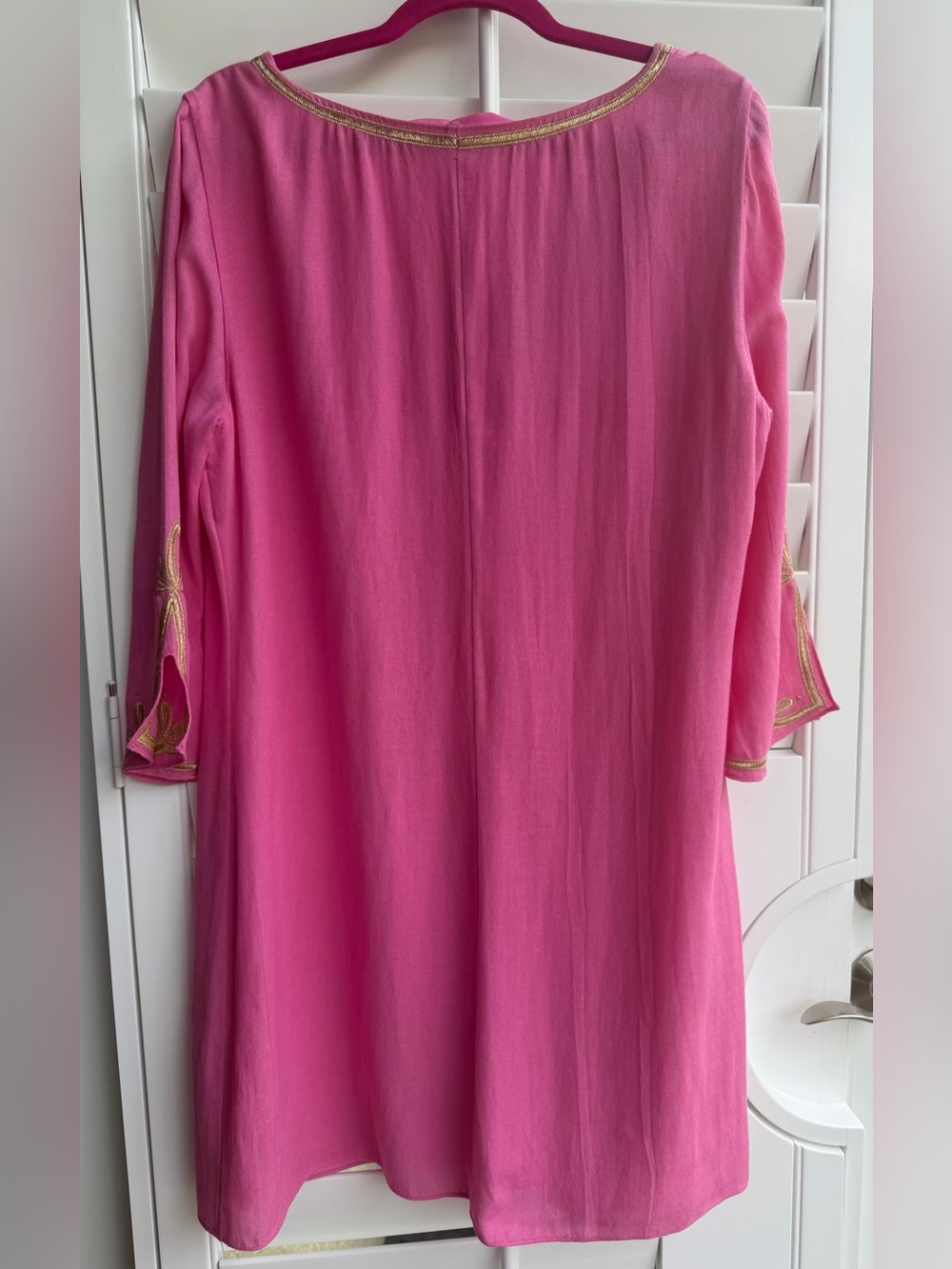 Lilly Pulitzer Pink Embroidered V-Neck Tunic Dress - Picture 3 of 4